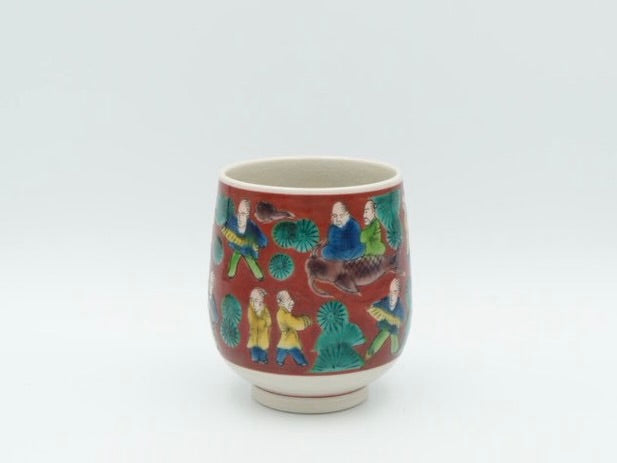 Kutani Gosai Yunomi Teacup Set of 6 with Presentation Box | Showa Era Japanese Ceramics