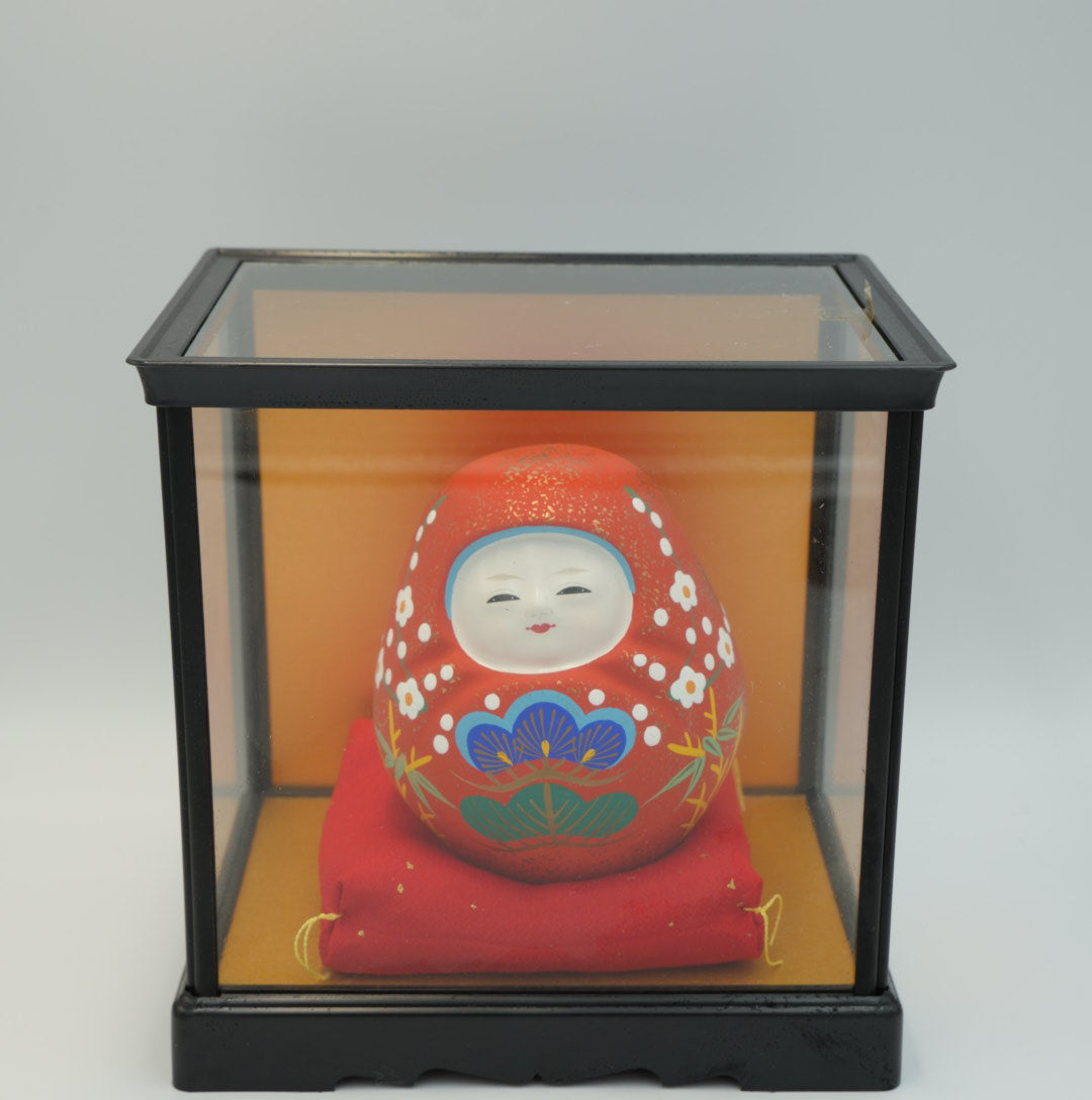 Authentic Kaga Hachiman Okiagari Ceramic Folk Toy - Lucky Roly-Poly Doll from Kanazawa Japan