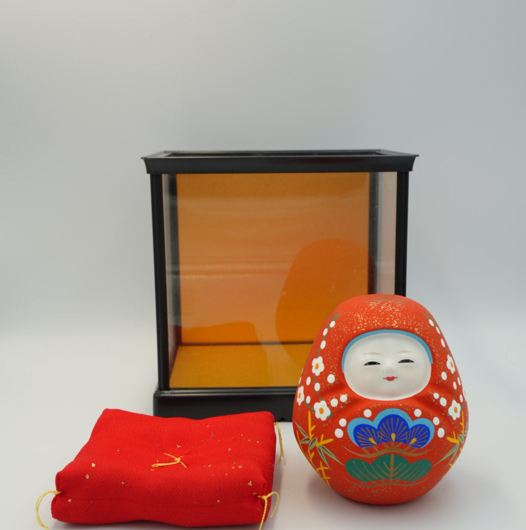 Authentic Kaga Hachiman Okiagari Ceramic Folk Toy - Lucky Roly-Poly Doll from Kanazawa Japan