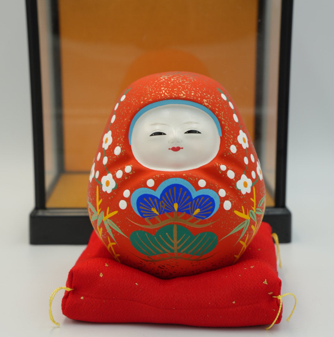 Authentic Kaga Hachiman Okiagari Ceramic Folk Toy - Lucky Roly-Poly Doll from Kanazawa Japan