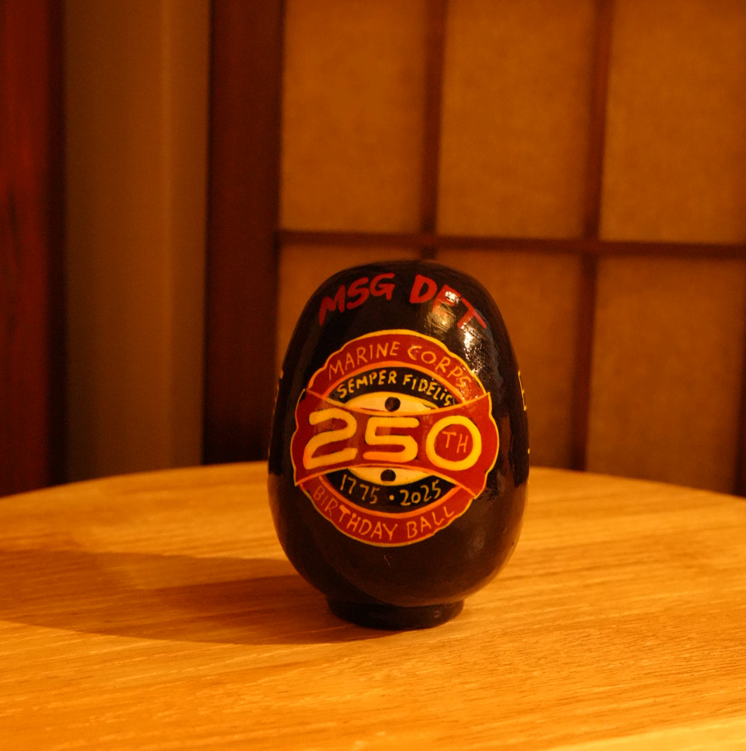 U.S. Marine Corps 250th Anniversary Daruma | 1775–2025 | Rare Wooden Japanese Collectible