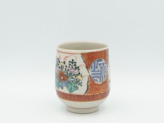 Kutani Gosai Yunomi Teacup Set of 6 with Presentation Box | Showa Era Japanese Ceramics