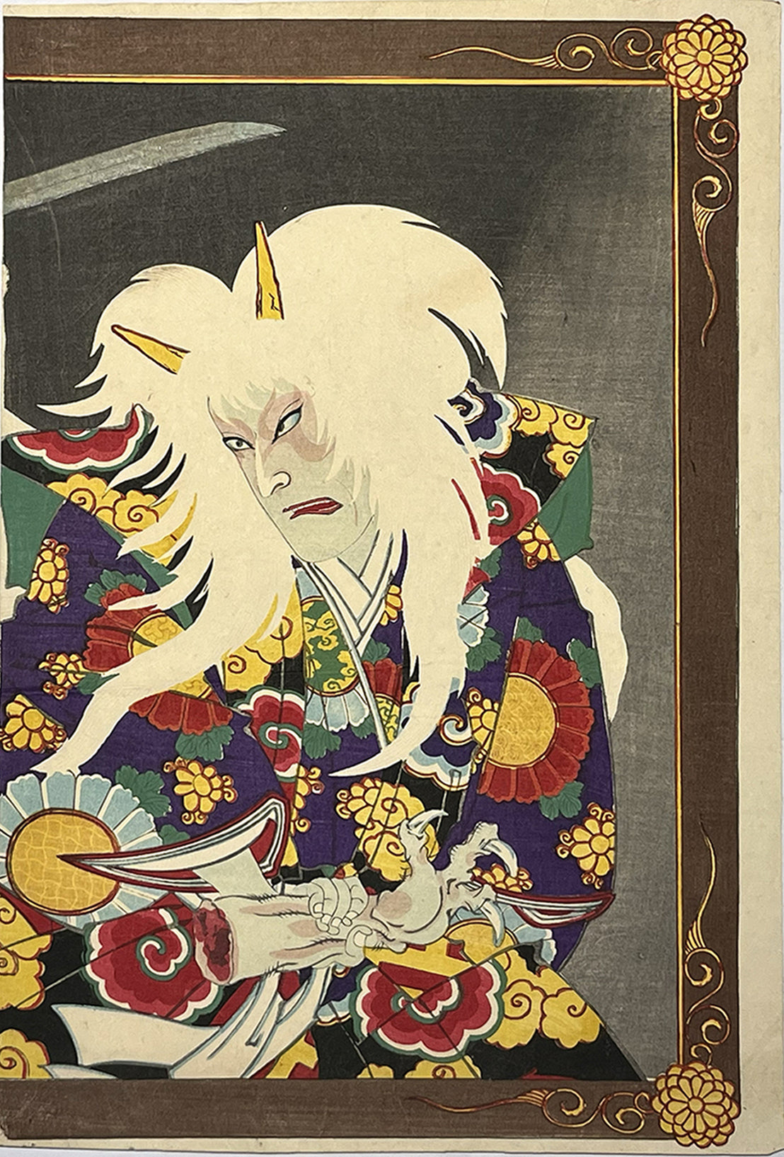 YOKAI HORROR – The Shape-Shifting Demon Ibaraki-dōji | 守川周重 Morikawa Chikashige (dates unknown) | Authentic 1883 Diptych