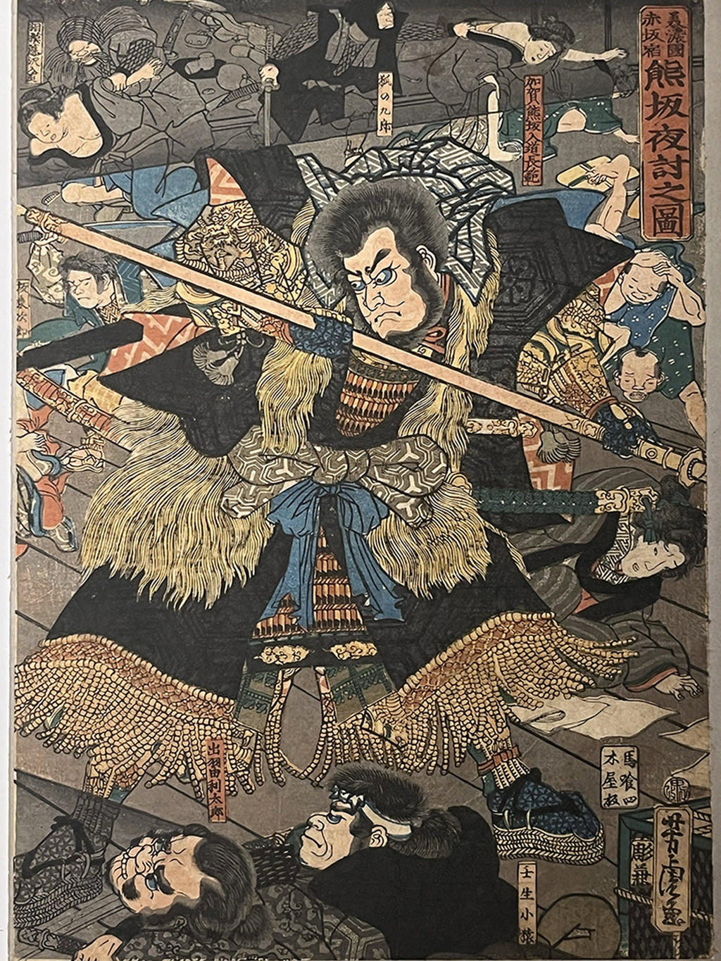 THE GIANT OUTLAW – Midnight Ambush in Old Japan – 歌川芳虎 Utagawa Yoshitora (active c. 1850–1880)