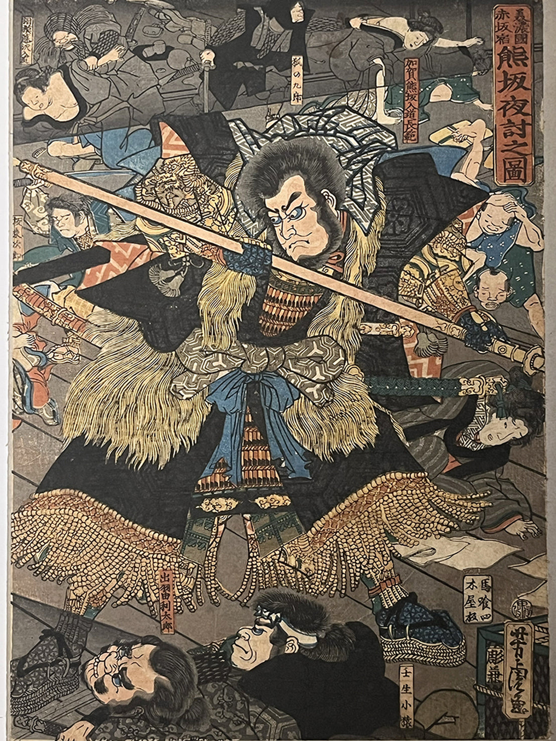 THE GIANT OUTLAW – Midnight Ambush in Old Japan – 歌川芳虎 Utagawa Yoshitora (active c. 1850–1880)