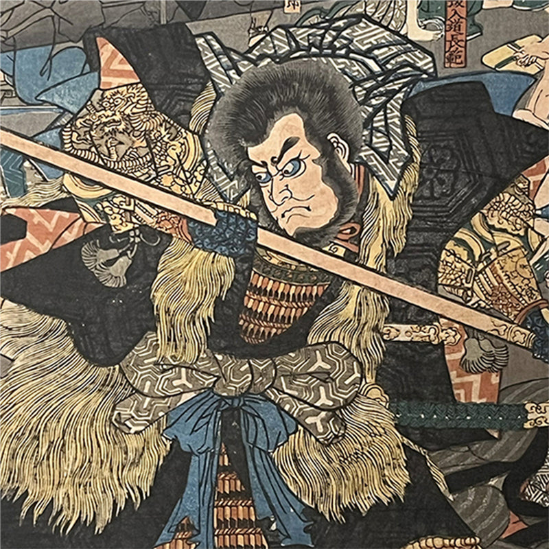 THE GIANT OUTLAW – Midnight Ambush in Old Japan – 歌川芳虎 Utagawa Yoshitora (active c. 1850–1880)