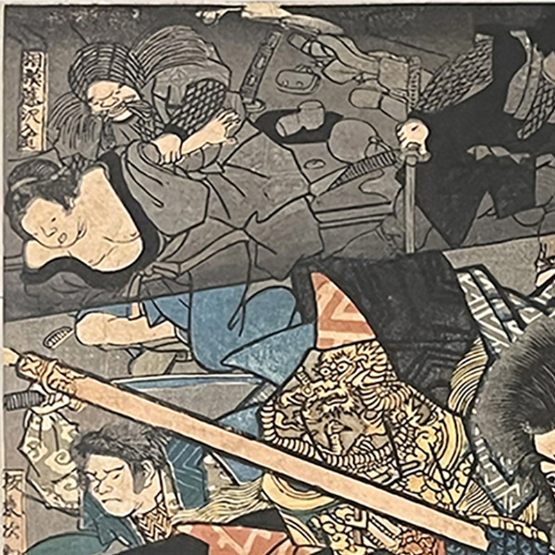 THE GIANT OUTLAW – Midnight Ambush in Old Japan – 歌川芳虎 Utagawa Yoshitora (active c. 1850–1880)