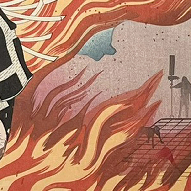 Japanese Firefighter Facing the Flames | "Moon Through the Smoke" | Tsukioka Yoshitoshi (1839–1892)