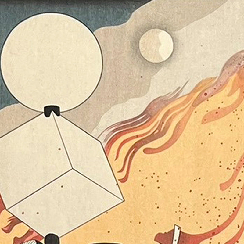 Japanese Firefighter Facing the Flames | "Moon Through the Smoke" | Tsukioka Yoshitoshi (1839–1892)