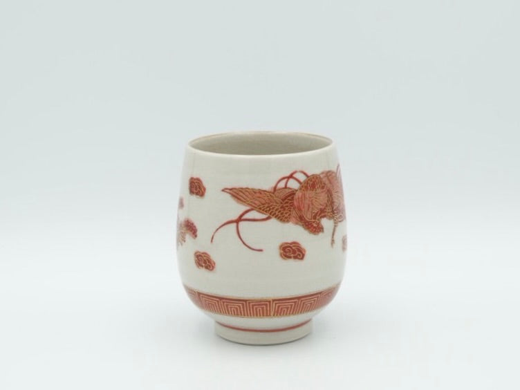 Kutani Gosai Yunomi Teacup Set of 6 with Presentation Box | Showa Era Japanese Ceramics