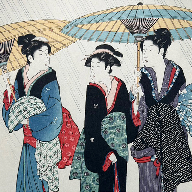 Rainy Day in Old Tokyo – Edo Elegance Under Umbrellas | Torii Kiyonaga (1752–1815)