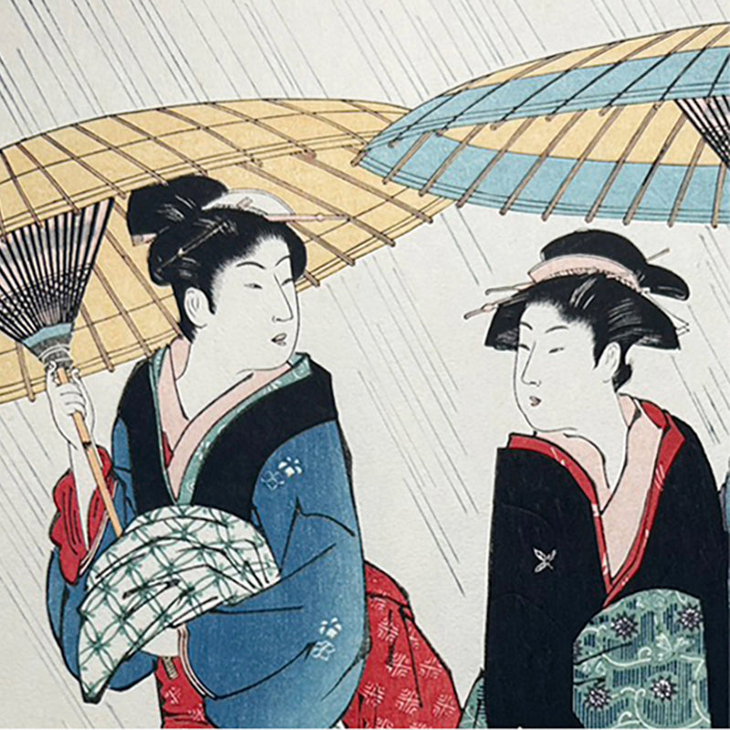 Rainy Day in Old Tokyo – Edo Elegance Under Umbrellas | Torii Kiyonaga (1752–1815)